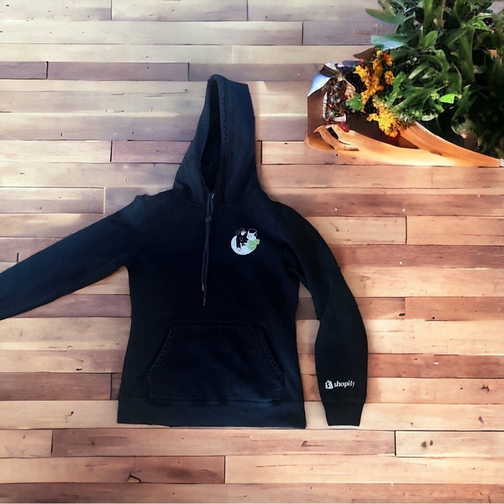 Redwood -Quirky Nerd Black Cat Online/Coffee Hoody—Cozy -Thick -GUC-Sz S 🍂 - Picture 5 of 11